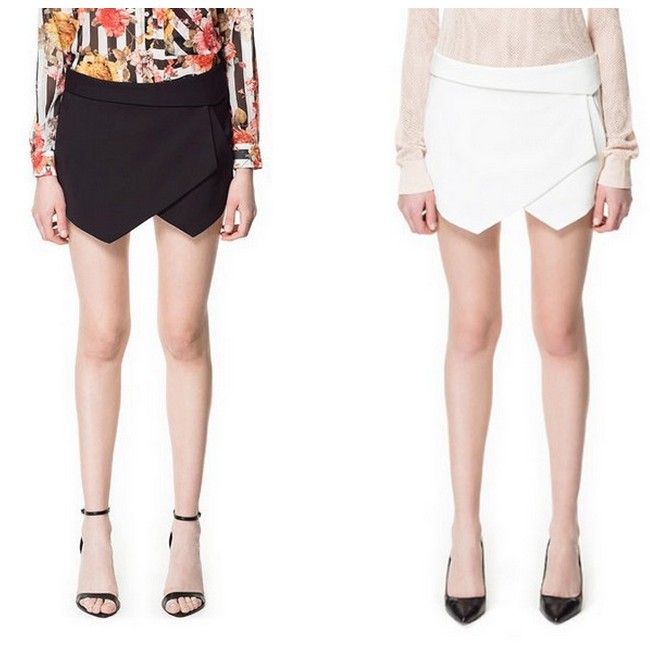 fashion elegant Black white Asymmetrical Geometric Shape shorts Slim Vogue casual brand women shorts