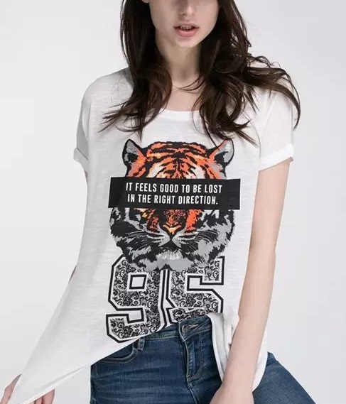 Fashion Ladies summer tiger Printed T shirt O-neck short sleeve white shirts casual brand tops