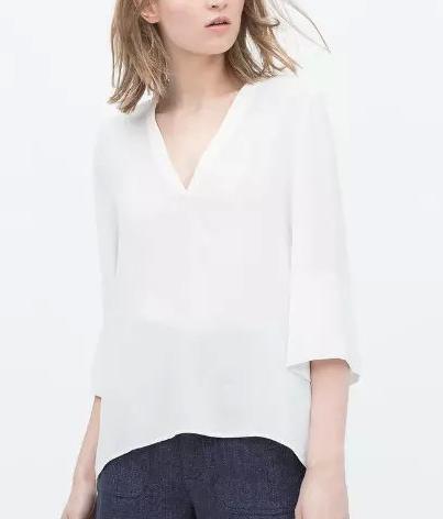 Fashion Summer Office Lady Chiffon Blouse V-neck Three Quarter Sleeve shirts casual Cozy tops