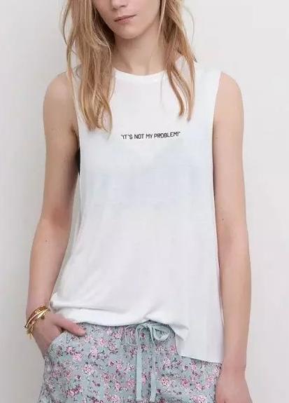 Fashion Summer Women High Street Letter Embroidery white T shirts O-neck sleeveless Casual Tops