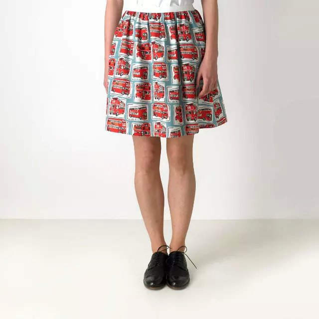 Fashion Women Elegant Cotton Linen Car Print skirts vintage pleated Elastic Waist Tunic pocket Casual brand skirt