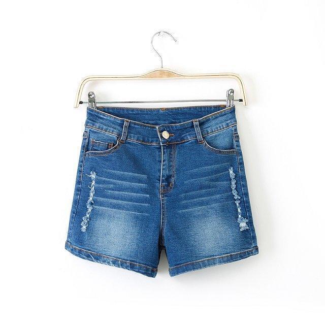 Fashion Women Elegant Denim Blue Stretch Jeans Zippers pockets casual Plus Size brand designer shorts