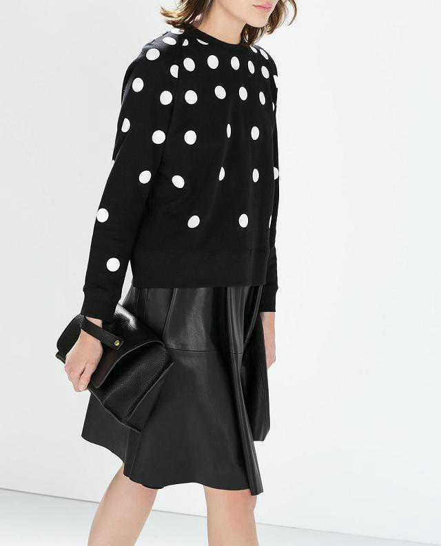 Fashion women elegant dot sports pullover outwear Casual slim stylish O neck long Sleeve shirts brand Tops