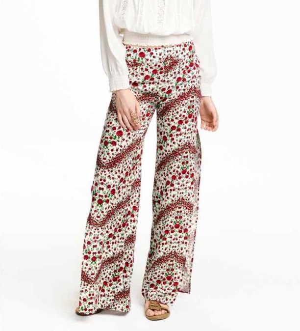 Fashion women Elegant Floral Print pants Wide Leg cozy trouses loose vintage Elastic Waist casual brand pants