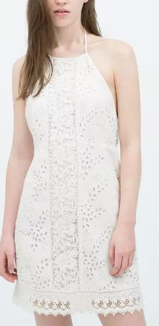 Fashion Women Elegant Hollow out Lace Backless Dress Spaghetti Strap sleeveless white casual dresses