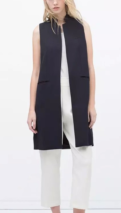 Fashion Women elegant long pocket vest coat sleeveless jacket Quality Vest outwear casual brand office lady Waistcoat