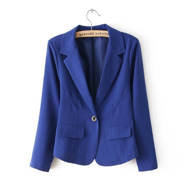 fashion women elegant long sleeve office Blue Basic blazer work feminino Female jacket suit casual brand blaser