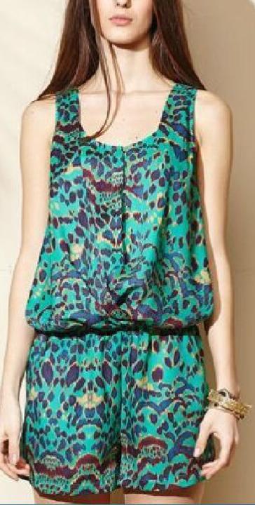 Fashion Women Elegant Sexy Leopard print Jumpsuits O neck Sleeveless pocket Elastic waist Casual Rompers