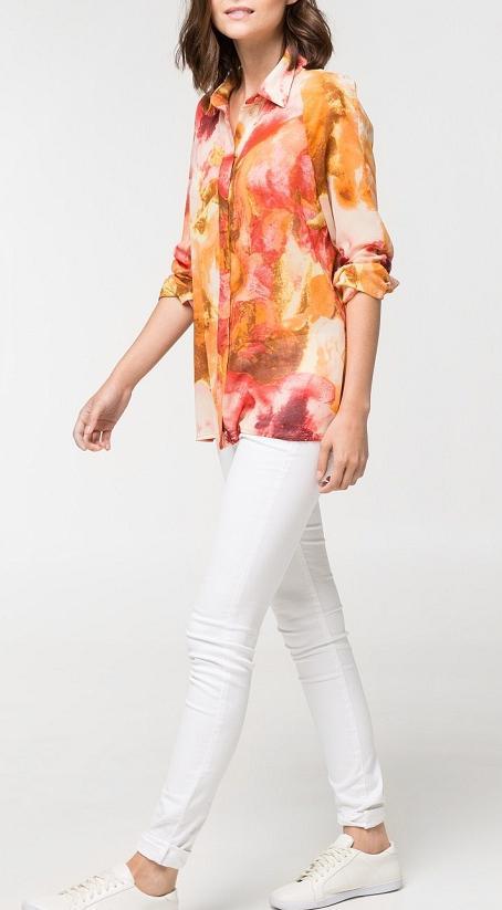 Fashion women elegant vintage colored floral print blouse turn down collar long sleeve OL shirt casual slim brand tops