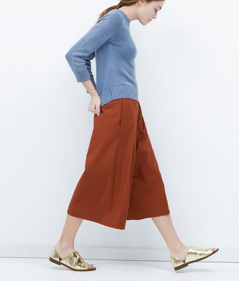 Fashion women's Elegant Knee Length pants Wide Leg cozy trouses loose vintage elastic waist pockets casual brand pants