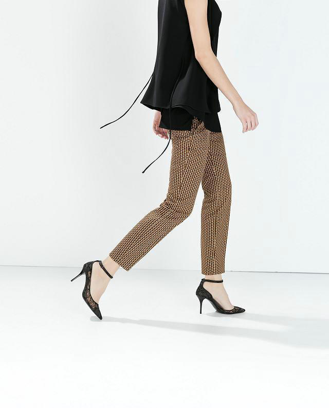 Fashion women's Elegant yellow geometric pattern suit pants leisure pants pockets slim trousers brand designer pants
