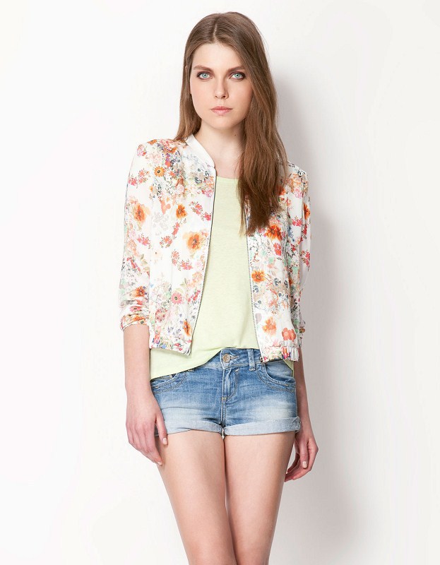 New fashion floral print womens' elegant jacket  long sleeve casual coat outwear 02F040