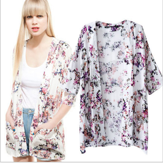 New Fashion Ladies' flower print Phoenix Pattern loose kimono coat cappa outwear casual slim outwear tops