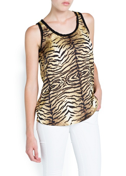 New Fashion Ladies'elegant tiger stripes shirt sleeveless o-neck vest shirt casual slim tops promotion