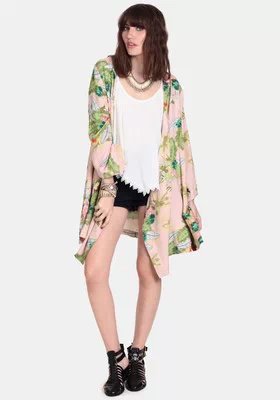 New Fashion women elegant floral leaves print Kimono outwear loose vintage buttons cape coat casual brand design tops
