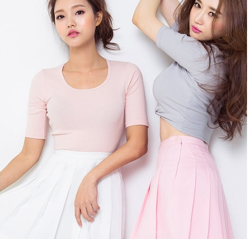 Summer Fashion Women Cotton Candy Solid Color short T shirt O-Neck Short sleeve Stretch shirts Casual brand Crop Tops