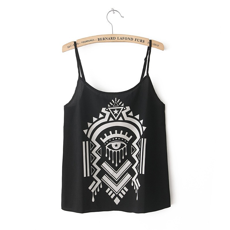 Summer Fashion Women Tiger Geometric printed O-neck Spaghetti Strap casual cozy brand designer Tank tops
