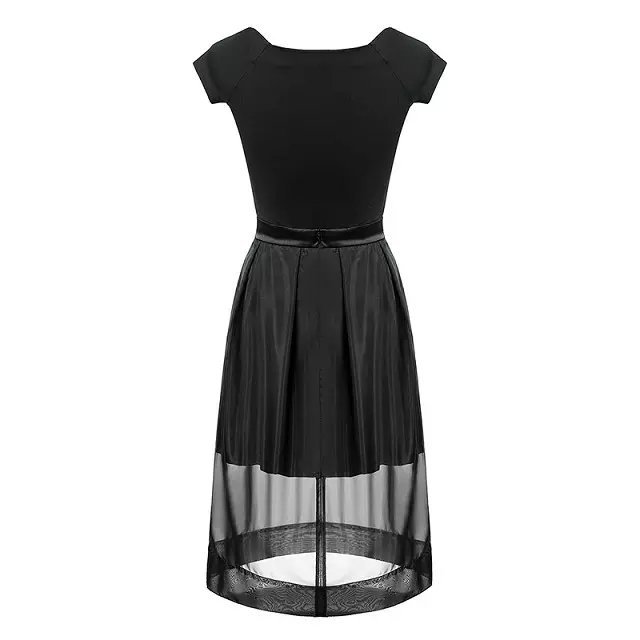 Europe Fashion Women Elegant Organza Dress vintage Square Collar short sleeve two-piece casual slim black dress