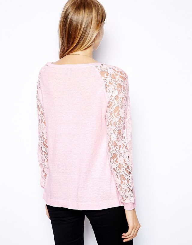 Fashion Autumn women Elegant Lace Long Sleeve Pink T-shirt basic O neck shirts casual Fit tops camisetas