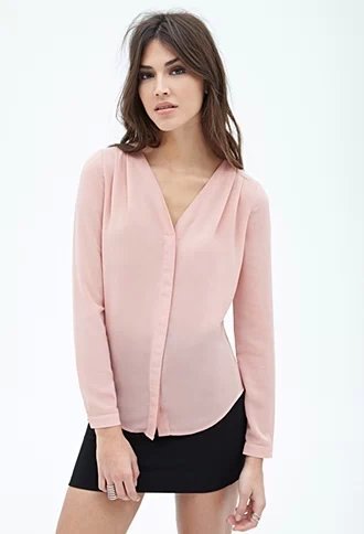 Fashion female elegant sexy Brief shoulder pleated blouse Women V neck Office Lady shirt slim quality tops