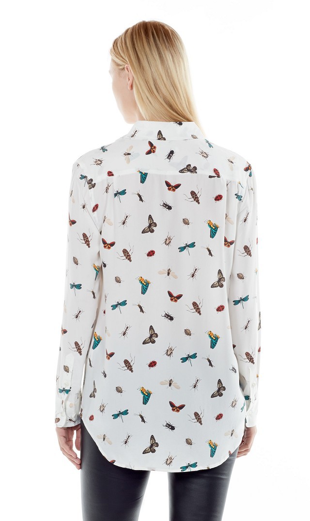 Fashion female women OL work wear vintage Butterfly print blouse long sleeve Shirts casual blusas top 01JH54