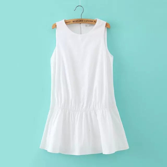Fashion Ladies' Elegant Linen Sexy Elastic Waist jumpsuits Hollow out O-neck sleeveless white Rompers casual brand