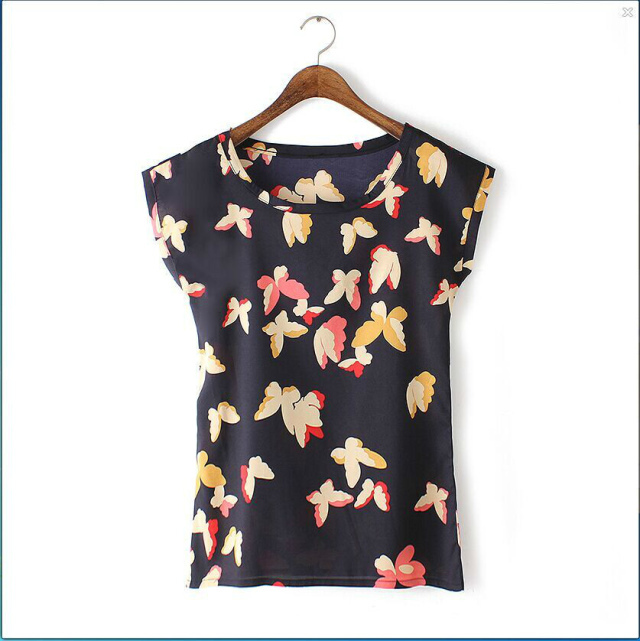 Fashion Ladies summer Butterfly Print T shirt O-neck short sleeve white shirts Plus Size casual brand tops
