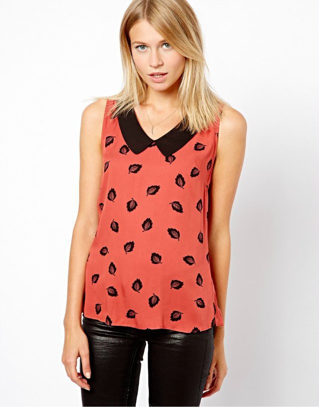 Fashion summer Ladies' elegant print blouse turn-down collar sleeveless vest casual shirt slim quality designer tops