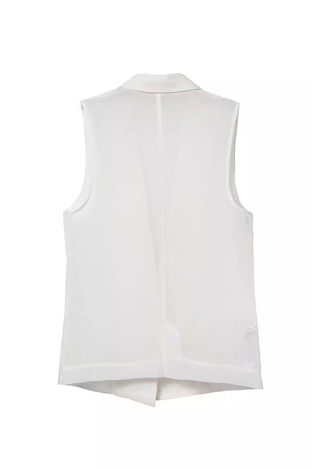 Fashion Women Elegant Chiffon Coats Sleeveless White Vests jacket Outerwear Casual brand Tops