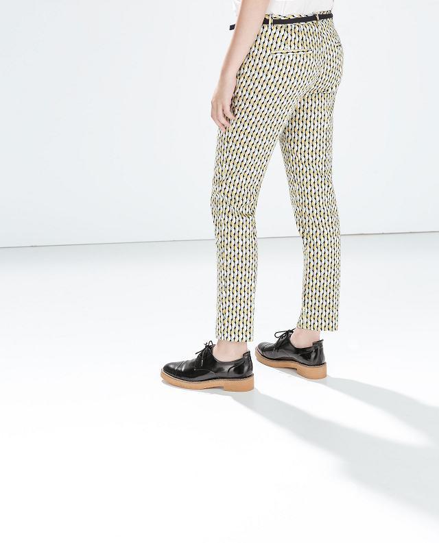 Fashion women's Elegant Geometric print pencil pants with belt cozy trouses zipper pockets pant casual slim pants