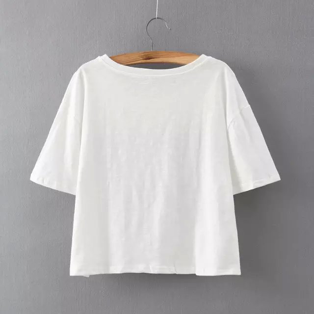 New Fashion Women Elegant Cartoon Print T shirt O Neck short sleeve Shirts Casual Brand Crop Tops