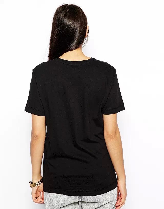 summer Fashion Women vintage Painting print black cotton T shirt short sleeve casual top tee O neck shirts