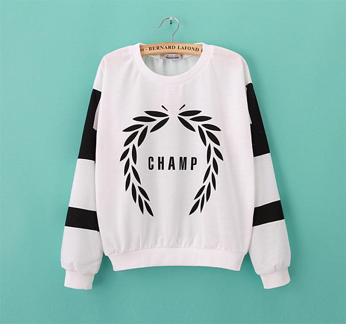 women fashion elegant letters leaf print sports white pullovers blouses Casual slim O neck shirts brand Tops