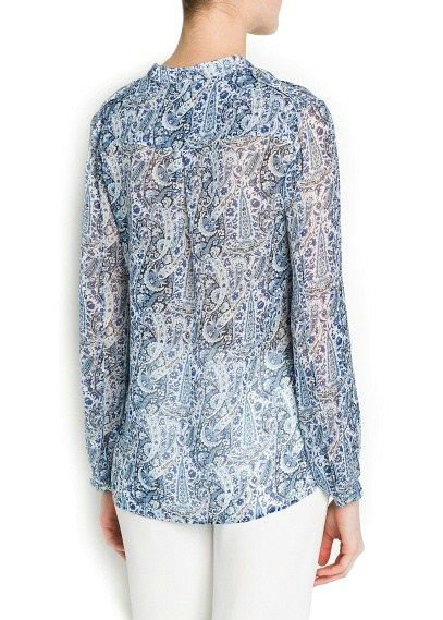 Fashion Ladies' elegant blue porcelain print blouses sexy v neck long sleeve Shirt casual brand designer tops