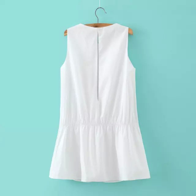 Fashion Ladies' Elegant Linen Sexy Elastic Waist jumpsuits Hollow out O-neck sleeveless white Rompers casual brand