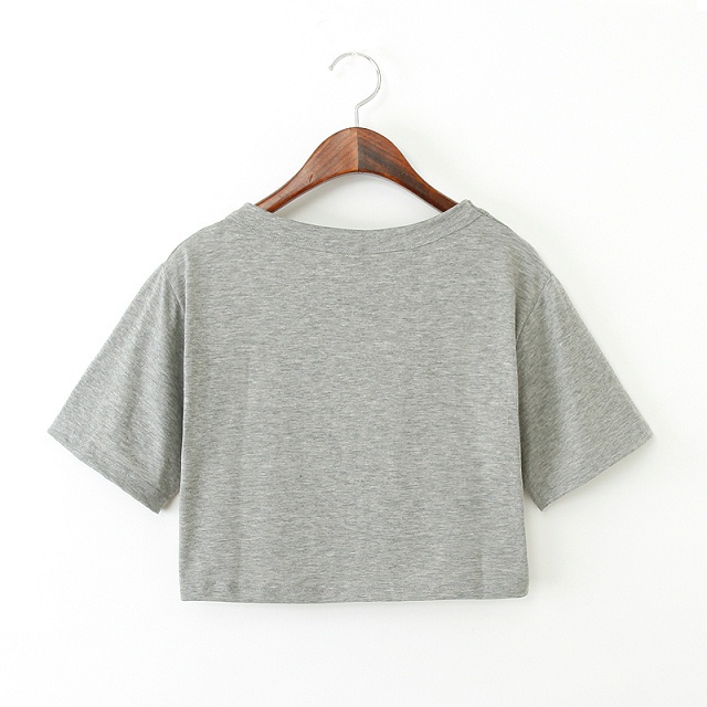 Fashion Ladies summer School Style Cotton short T shirt O-neck short sleeve shirts casual brand Crop Tops