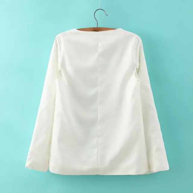 Fashion Office Lady elegant jackets Cloak long sleeve pocket white outwear casual brand top