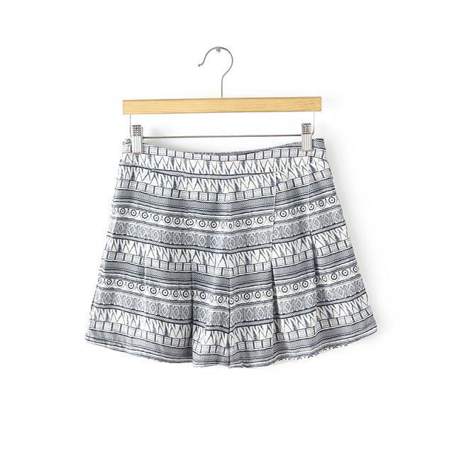 Fashion Summer Ladies' elegant Vintage Floral Print Zipper shorts quality casual slim shorts