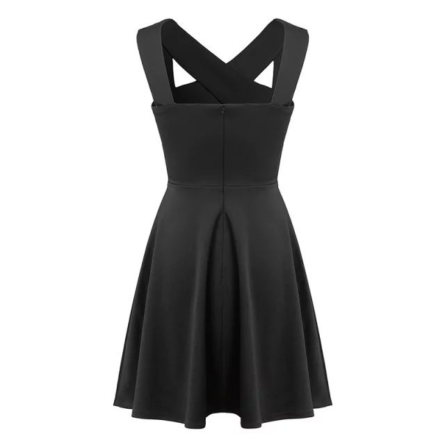 Fashion Summer women Elegant Pleated Cross Spaghetti Strap V-neck Dress Backless Hollow out casual Sexy Party dresses