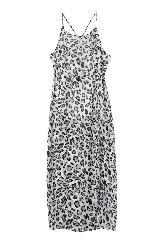 Fashion Summer Womens Sexy Leopard print maxi Beach Dresses vintage sleeveless spaghetti strap casual slim brand dress
