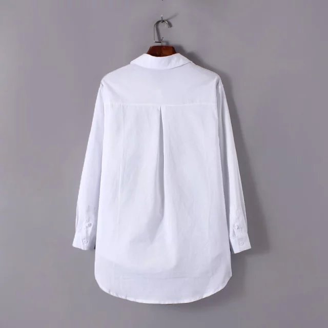 Fashion White Sunflower print blouses for women long sleeve Turn-down collar Shirts casual blusas mujer camisas femininas