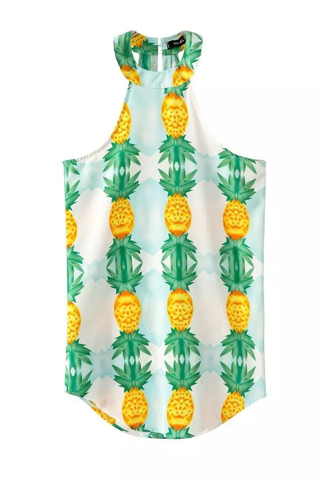 Fashion Woman Summer pineapple print Dress sexy vintage O neck sleeveless casual slim brand Vestidos plus size
