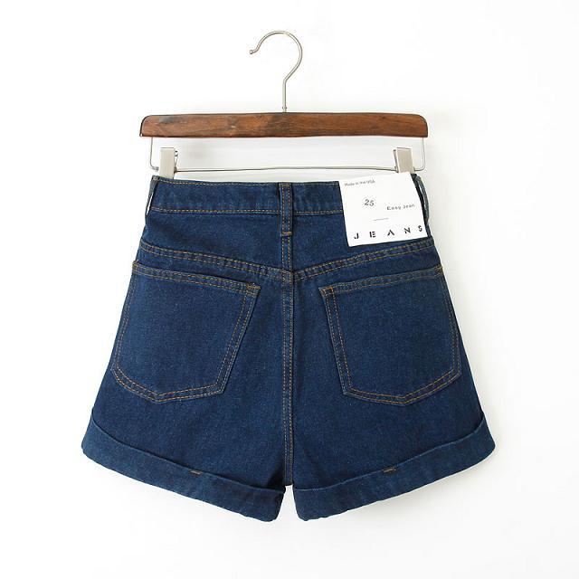 Fashion Women Elegant Denim Shorts pockets button zipper Slim casual Jeans shorts