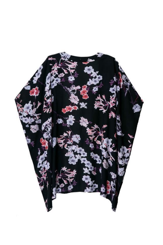 Fashion women elegant floral print Kimono outwear loose vintage cape coat casual cardigan brand designer tops