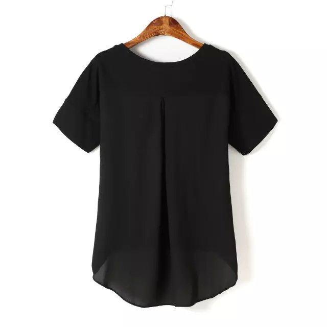 Fashion Women Elegant Pineapple printed Irregular T-shirt O-neck short Sleeve black loose shirts casual tops