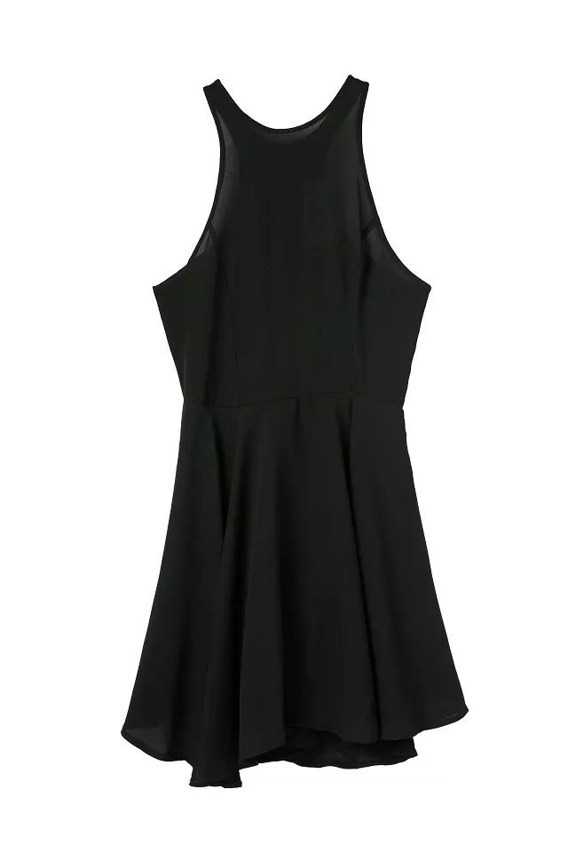 Fashion Womens Elegant black Backless sleeveless Chiffon Dress Sexy vintage O neck casual slim brand dress plus size