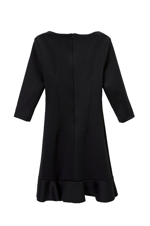 New Fashion Ladies' elegant soild mini dress office lady short sleeve ruffles o-neck slim design dress