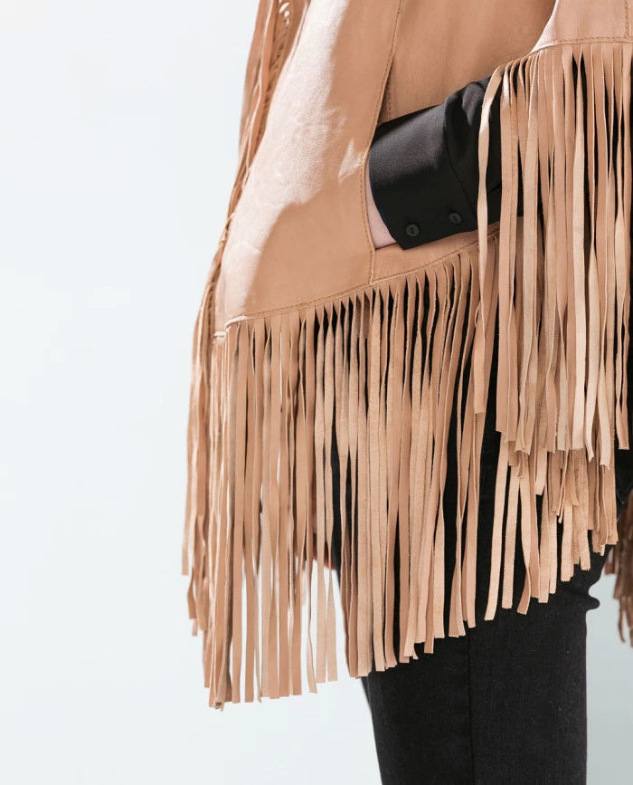New Fashion Women Elegant Cloak Tassel pocket Leather Coats Casual jacket brand designer Tops
