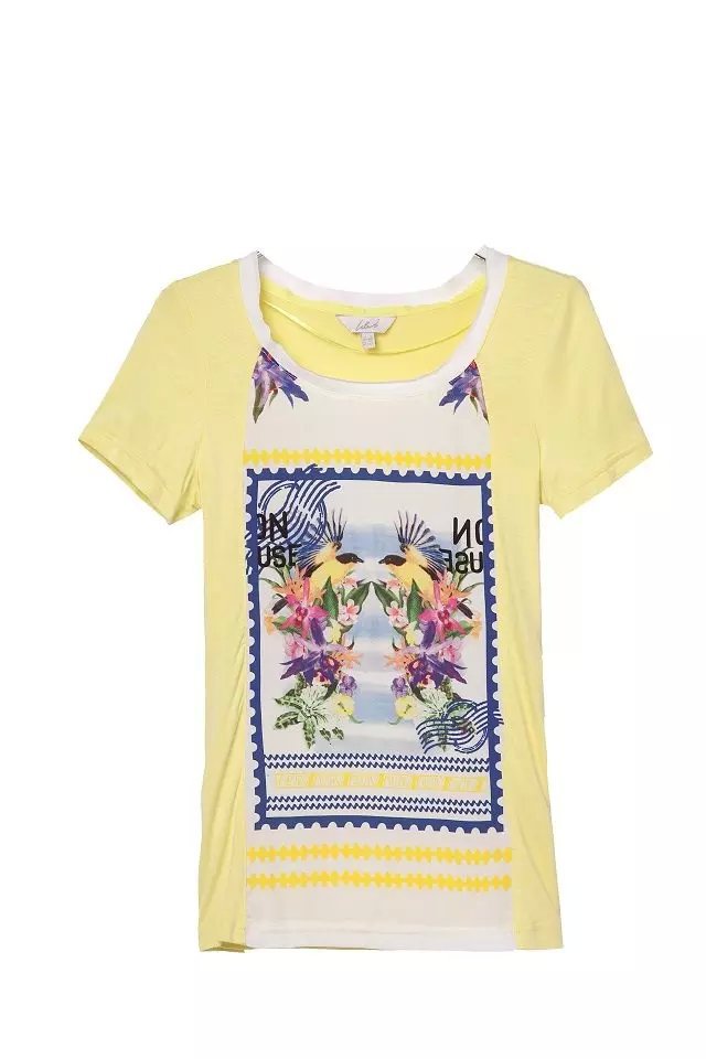 New Fashion Women Elegant Floral Print Yellow T shirt short sleeve shirts Casual brand designer Tops