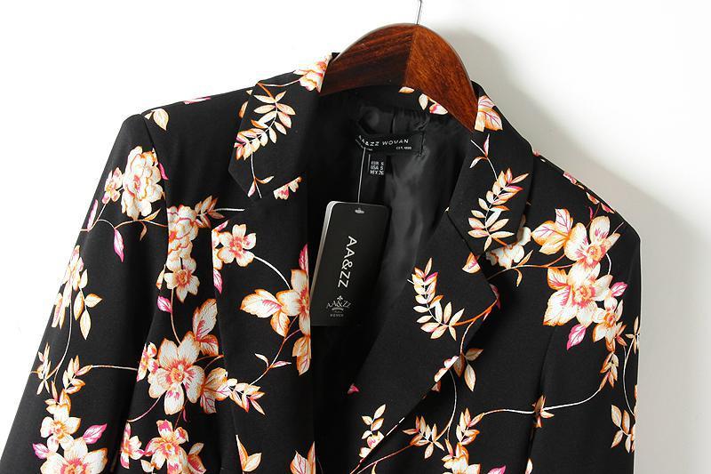 New Fashion Womens' elegant floral Blazer long sleeve OL casual suits Quality Brand designer coat